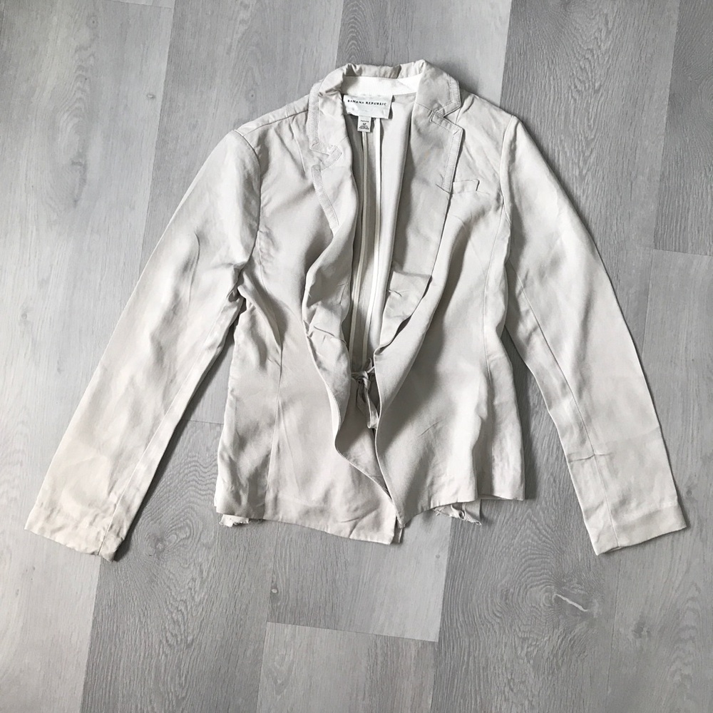 BANANA REPUBLIC GRAY BLAZER JACKET PLEATED BACK PEPLUM WOMENS 6